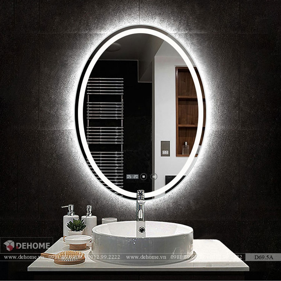 Gương Oval Phòng Tắm Có Đèn Led Dehome - D69.5A