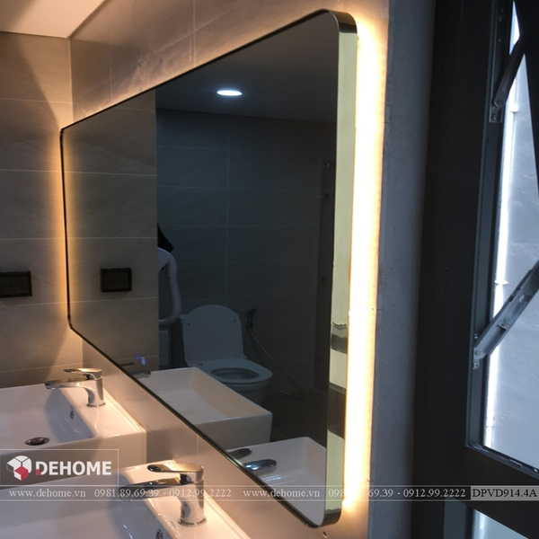 Gương Nhà Tắm Có Đèn Khung Viền Mạ PVD Cao Cấp Dehome - DPVD914.4A