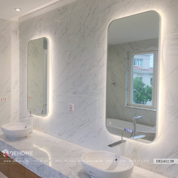 Gương phòng tắm khung sơn tĩnh điện trắng cao cấp Dehome - DKL612.3B