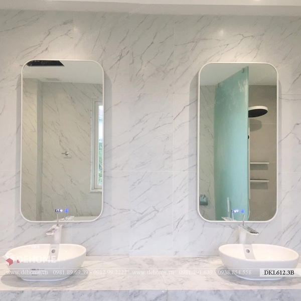Gương phòng tắm khung sơn tĩnh điện trắng cao cấp Dehome - DKL612.3B