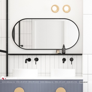 Gương phòng tắm khung sơn tĩnh điện đen bầu dục Dehome - DKL614C