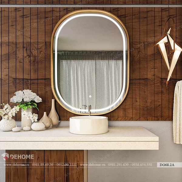 Gương phòng tắm khung gỗ tự nhiên Dehome - DG68.2A