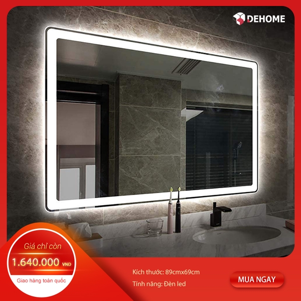Gương nhà tắm chữ nhật đèn led Dehome - KM12