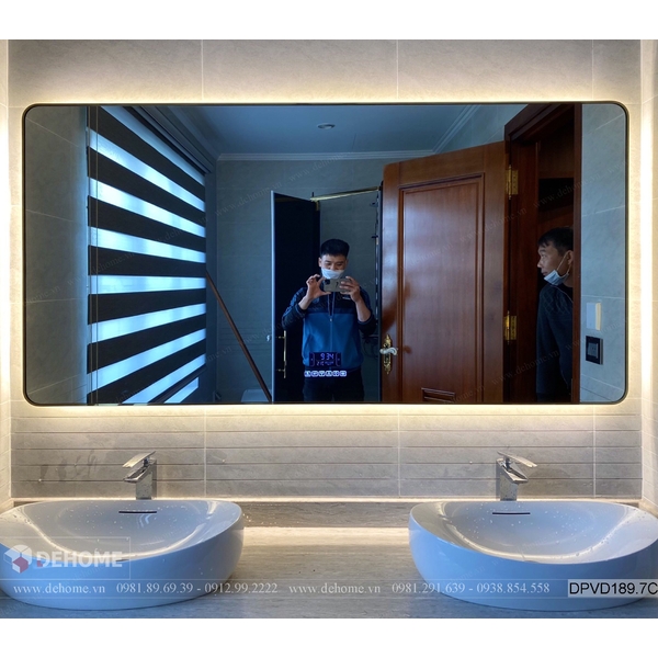 Gương phòng tắm khung mạ PVD có loa bluetooth cao cấp Dehome - DPVD189.7C