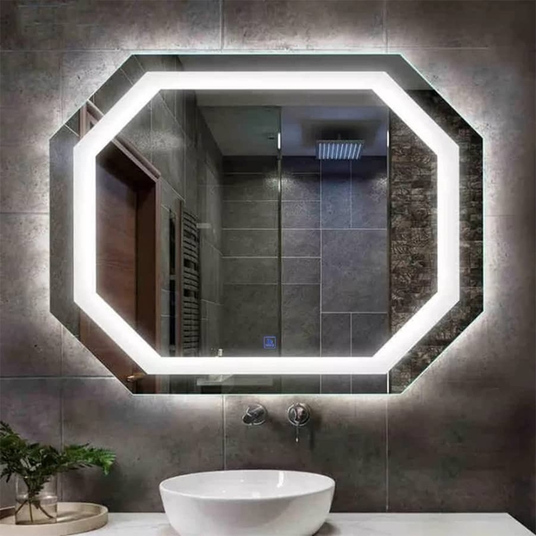 Gương Treo Phòng Tắm Có Đèn Bát Giác Cao Cấp Dehome - D129.2A