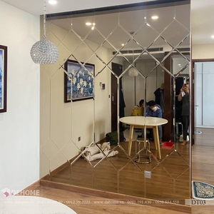 Gương trang trí dán tường phòng khách màu đồng Dehome - DT03