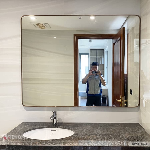 Gương Khung Inox Mạ Vàng Đồng Phòng Tắm Cao Cấp Dehome - DPVD14211