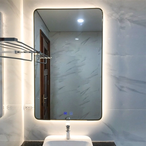 Gương phòng tắm đèn led khung mạ PVD màu vàng cao cấp Dehome - DPVD712.4A