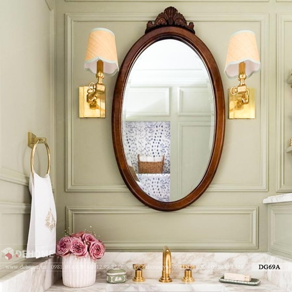 Gương Phòng Tắm Khung Gỗ Cổ Điển Dehome - DG69A