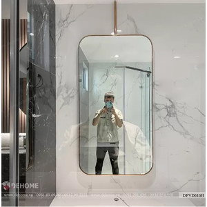 Gương khung mạ PVD có đèn led cao cấp  Dehome DPVD616H