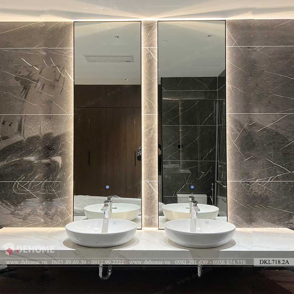 Gương Khung Inox Sơn Tĩnh Điện Đen Phòng Tắm Cao Cấp Dehome - DKL718.2A