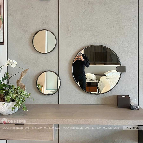 Bộ Ba Gương Khung Inox Mạ Đen Bàn Trang Điểm Cao Cấp Dehome - DPVD60D