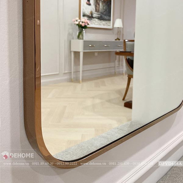 Gương Soi Toàn Thân Khung Inox Mạ Vàng Hồng Cao Cấp Dehome - DPVD616A
