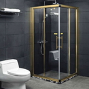 Vách Kính Phòng Tắm Khung Inox Vàng Gold Cao Cấp - FE01