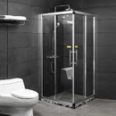 Vách Kính Phòng Tắm Khung Màu Bạc Aluminium Cao Cấp - FE02