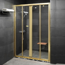 Vách Ngăn Phòng Tắm Kính 3x4 Khung Màu Vàng Gold Cao Cấp - FE05