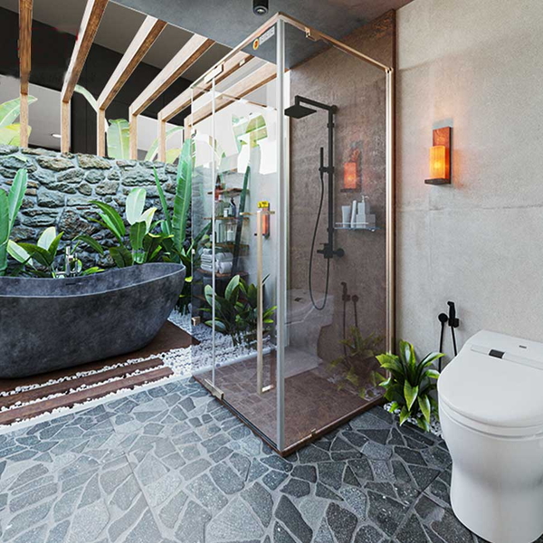Vách Kính Phòng Tắm Khung Kim Loại Cao Cấp - FE16