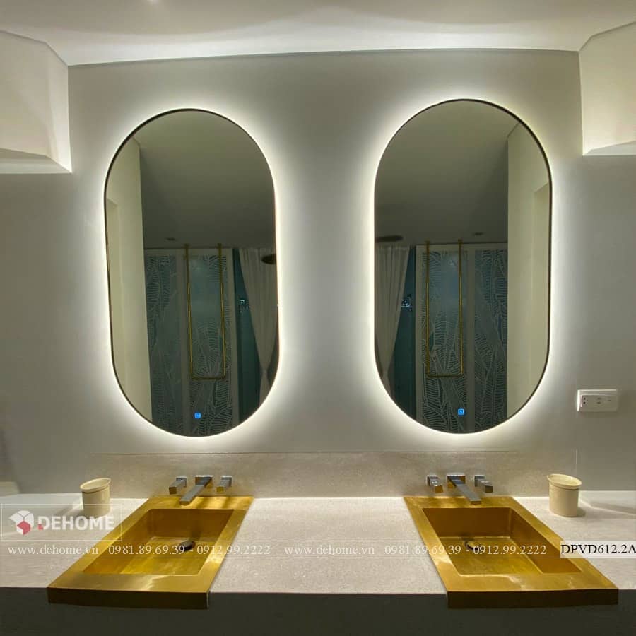 bộ hai gương phòng tắm khung viền mạ pvd cao cấp dehome