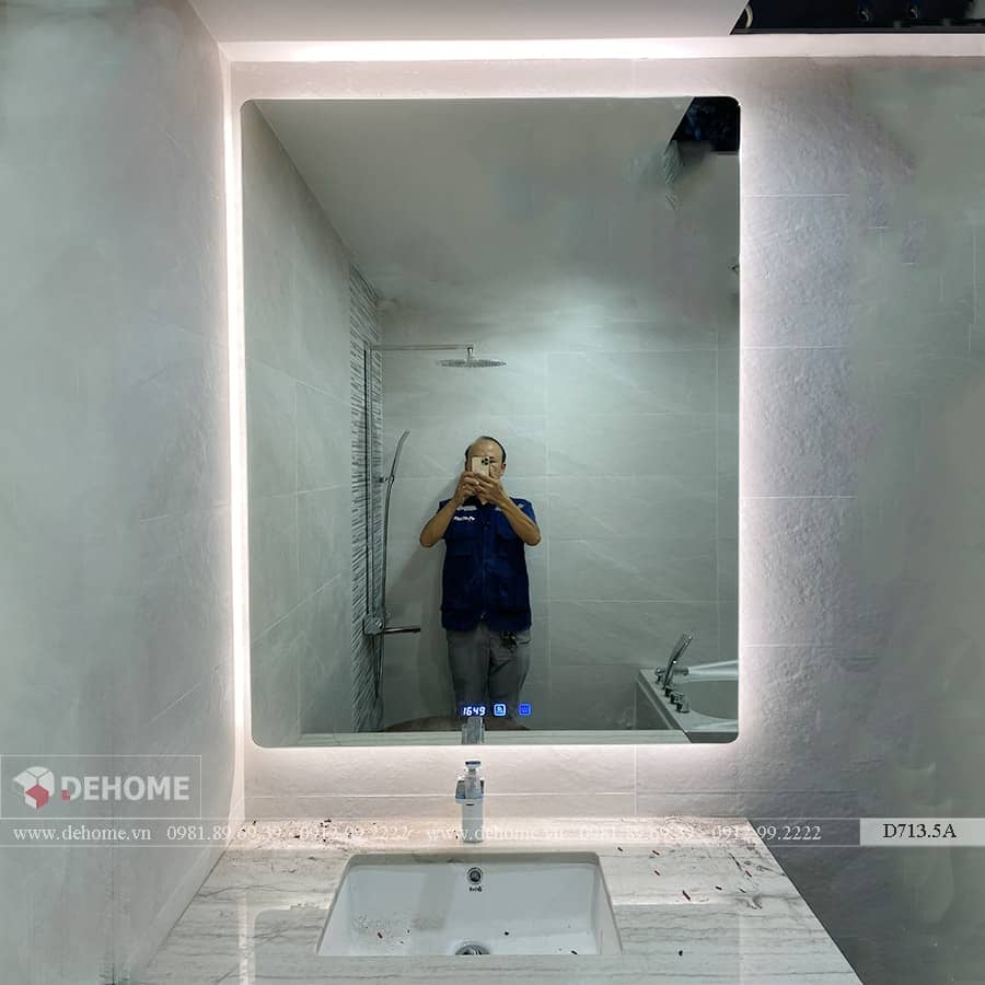 gương nhà tắm chữ nhật led hắt sau dehome