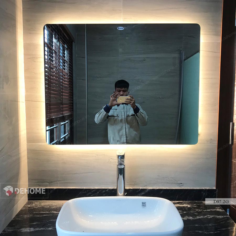 gương đèn led phòng tắm hình chữ nhật cao cấp