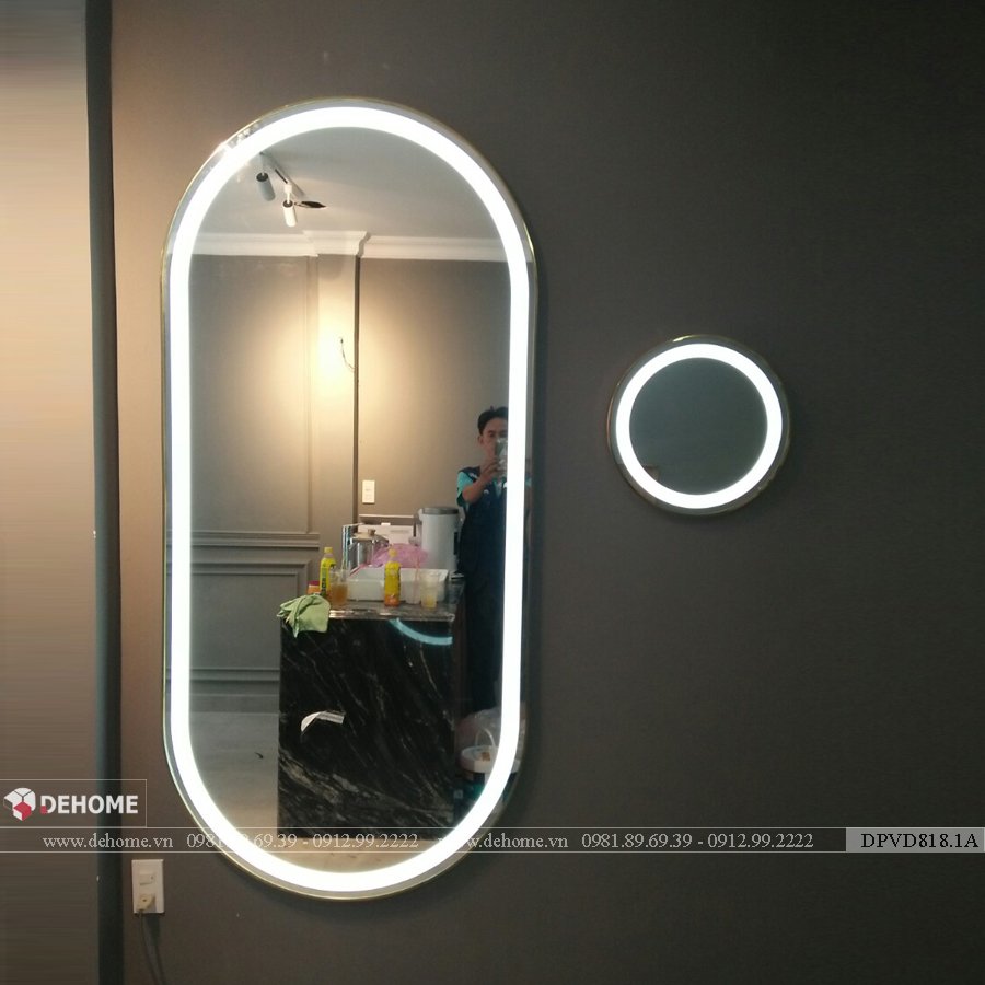 gương đèn led khung mạ pvd cao cấp