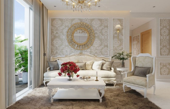 gương tròn treo tường phòng khách