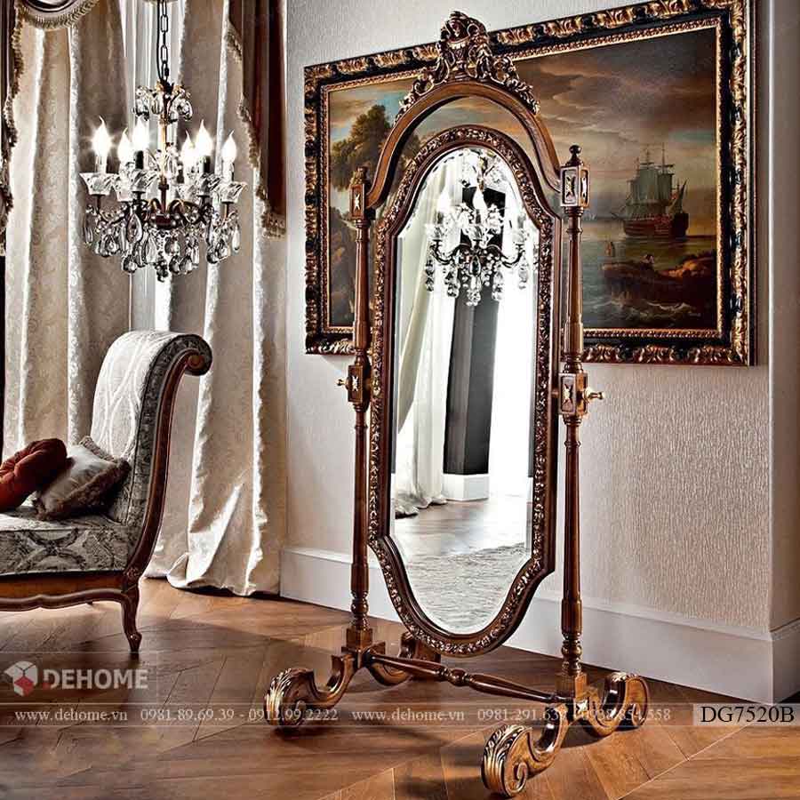 gương khung gỗ tư nhiên cho nội thất cổ điển