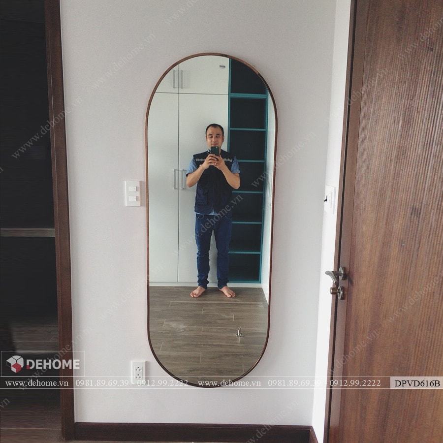 Gương khung inox mạ vàng hồng thiết kế đẹp mắt