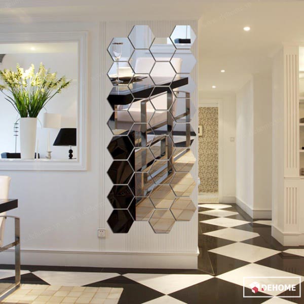 Họa tiết gương ốp hình lục giác