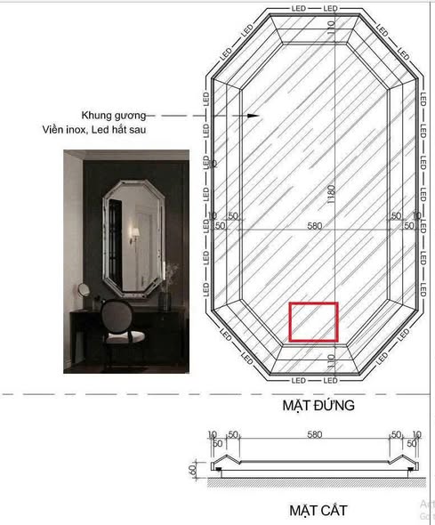 Bản vẽ 3D gương dehome